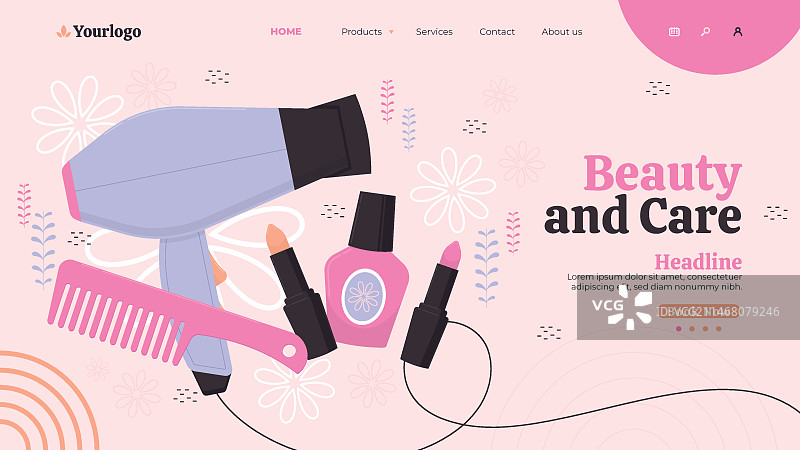 扁平风格美发沙龙工具引导页图片素材