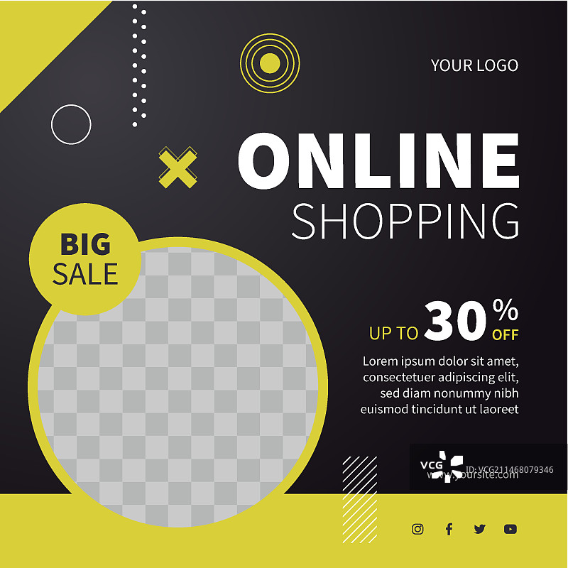 线上购物方形宣传单设计图片素材