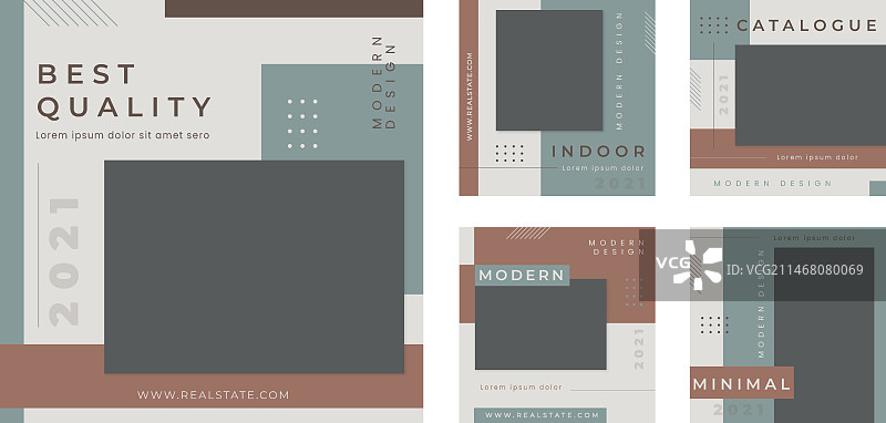 扁平风格几何房地产Instagram帖子图片素材
