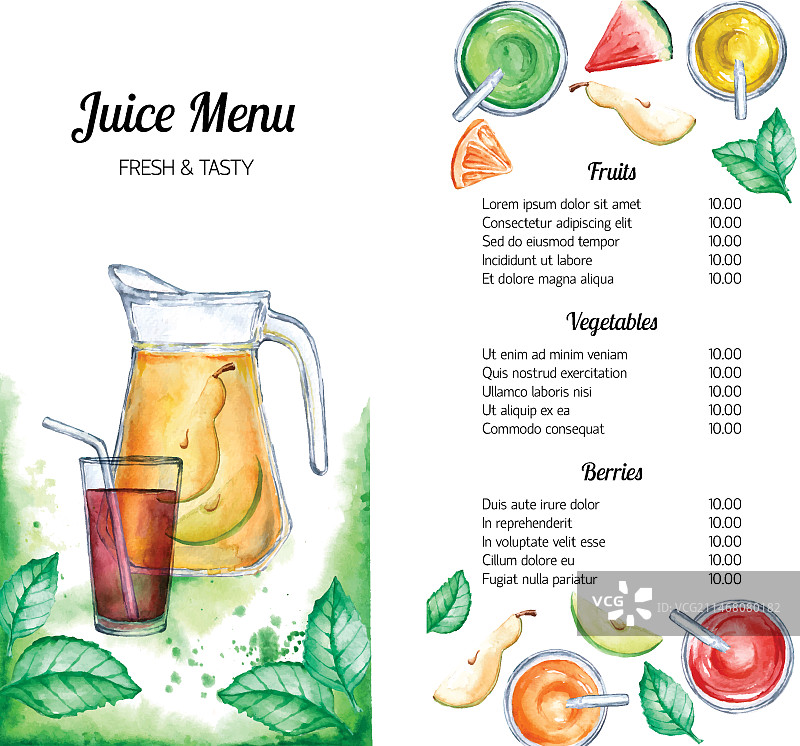 鲜榨果汁菜单模板图片素材