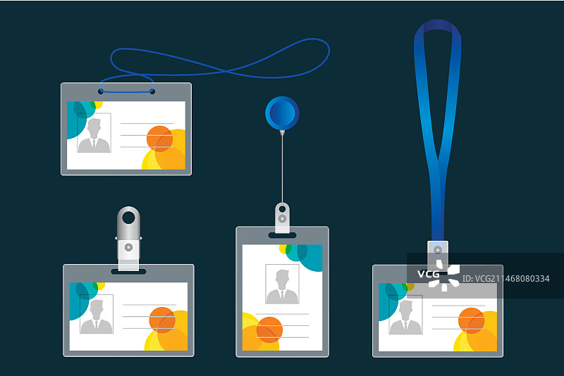 逼真证件卡文具套装图片素材