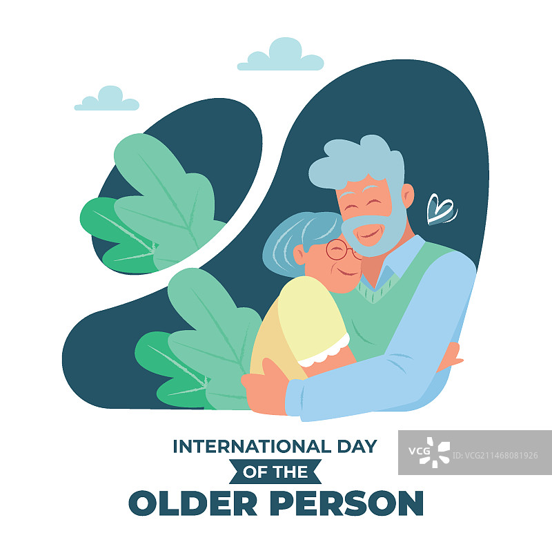 手绘国际老年人日插画图片素材
