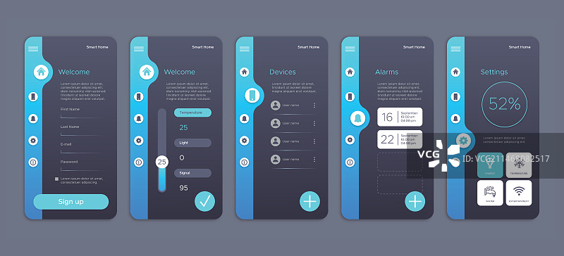 智能家居App的屏幕合集图片素材