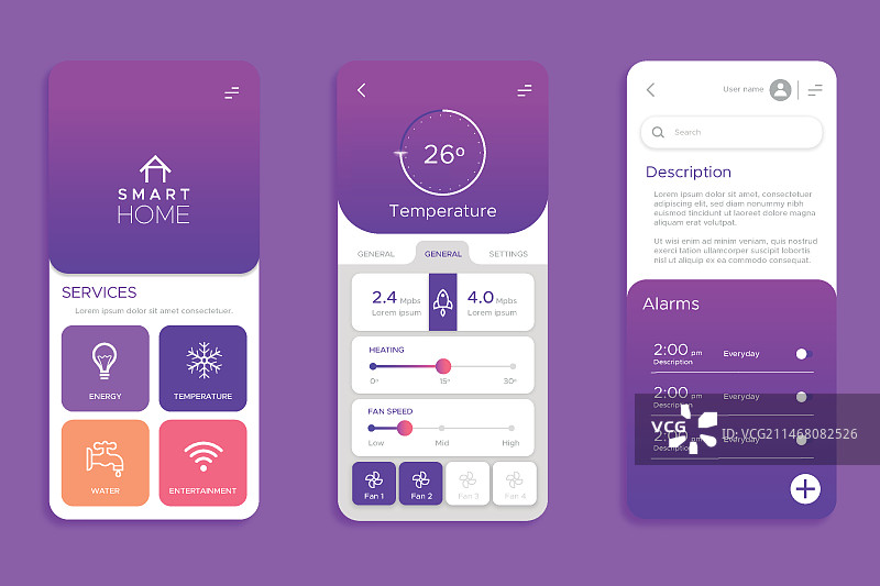 智能家居App屏幕界面合集图片素材