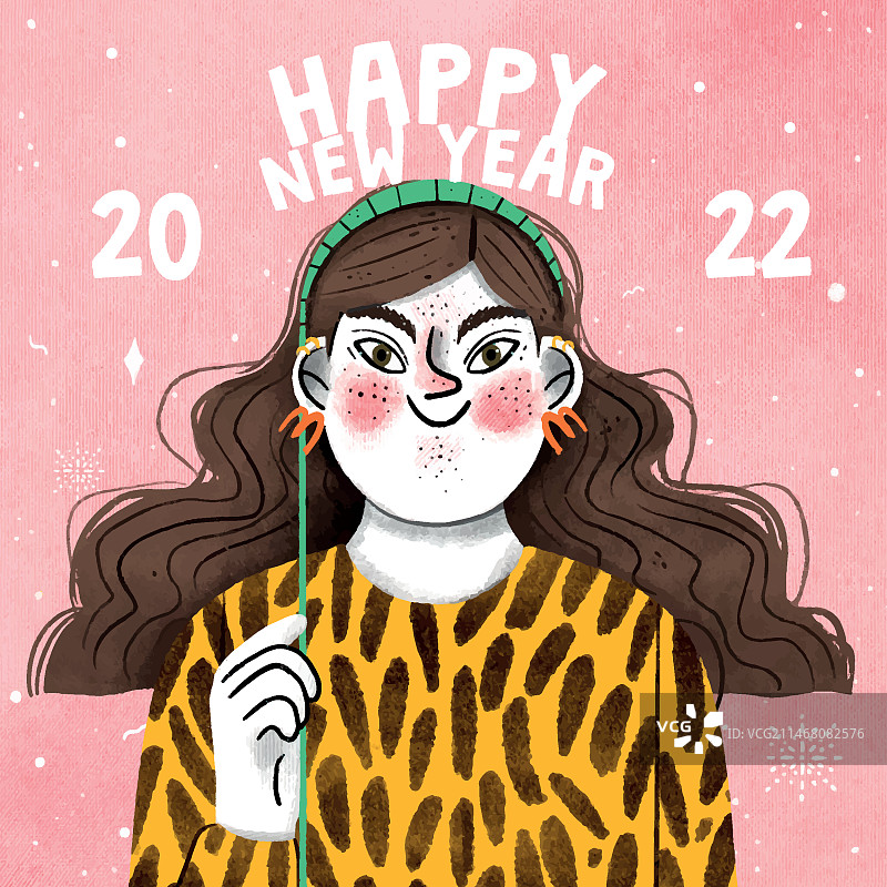 手绘新年插画图片素材