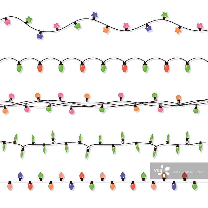 手绘扁平圣诞灯饰合集图片素材
