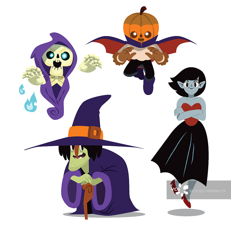 手绘万圣节人物合集图片素材