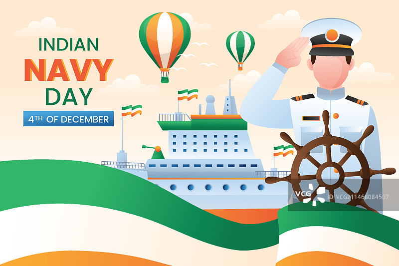 渐变印度海军节背景图片素材