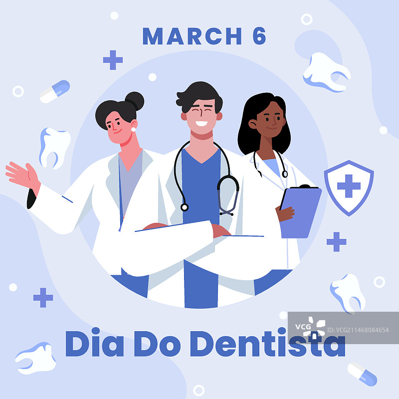 扁平风格牙医日插画图片素材