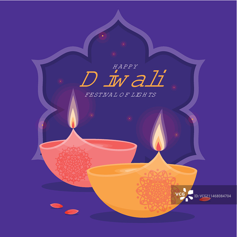 排灯节扁平插画图片素材