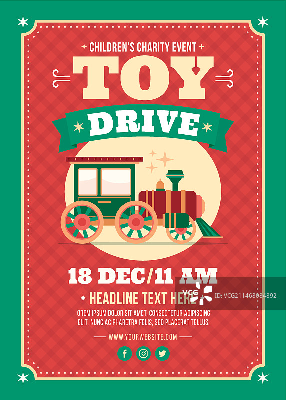 扁平圣诞玩具捐赠竖版海报模板图片素材