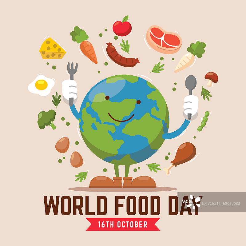 手绘世界粮食日图片素材