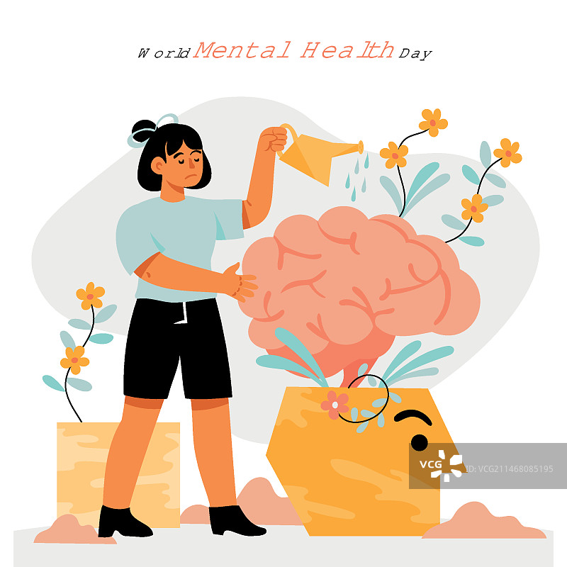扁平风世界精神卫生日插画图片素材