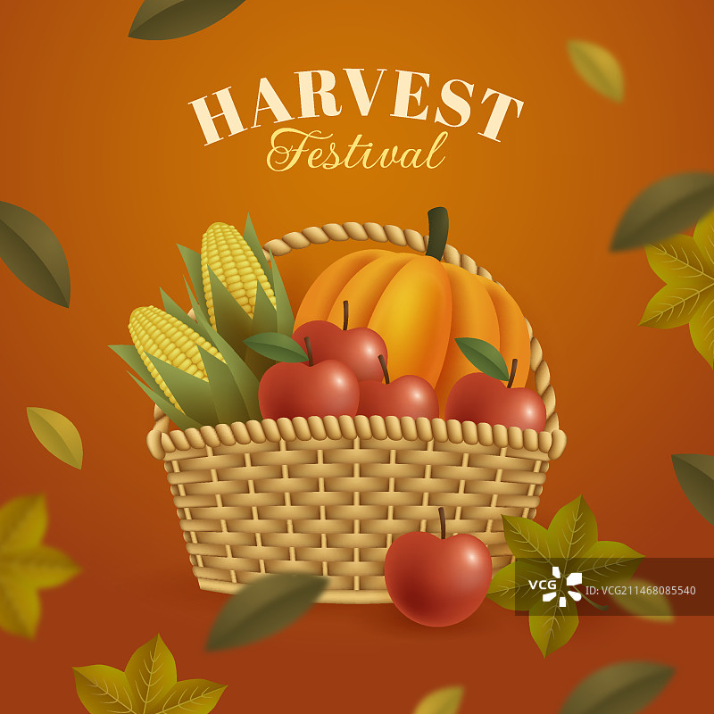 逼真的收获节插画图片素材