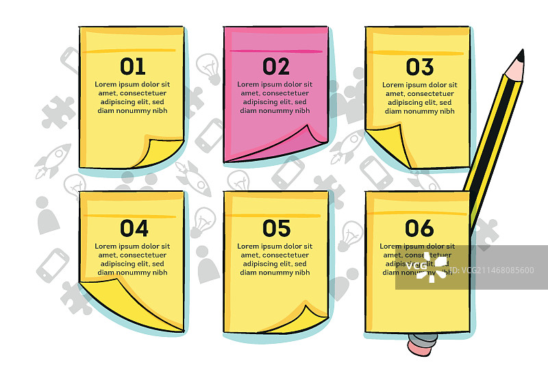 手绘便签板信息图图片素材