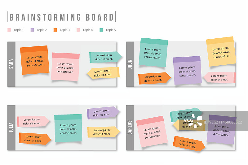 扁平设计风格的便利贴板信息图图片素材