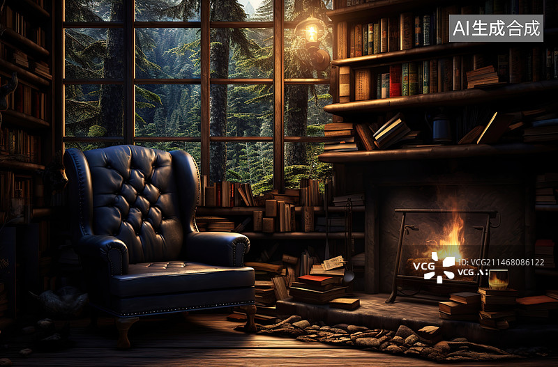 【AI数字艺术】书房里的椅子图片素材