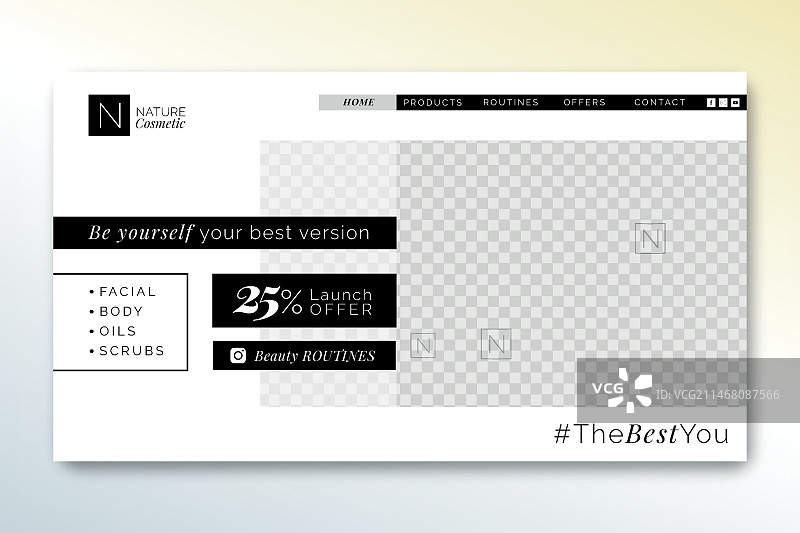 化妆品商店着陆页模板图片素材