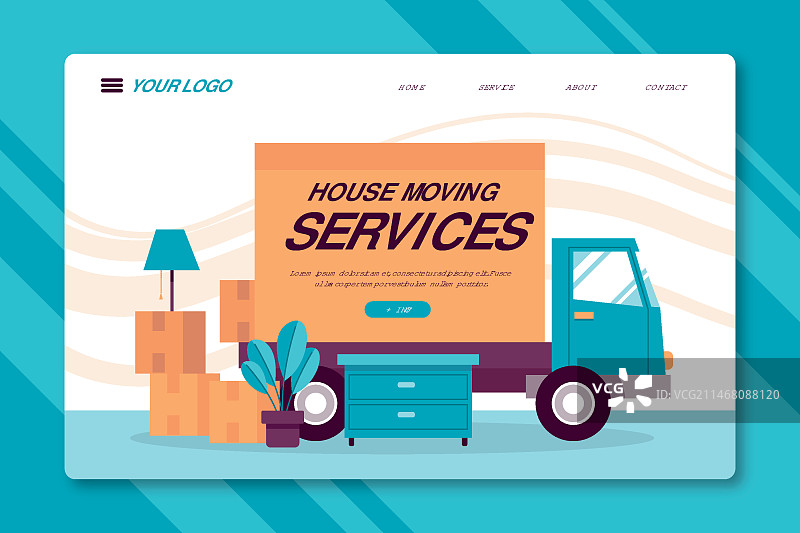 房屋搬迁服务着陆页图片素材