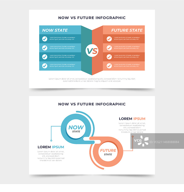 扁平的现在与未来信息图图片素材