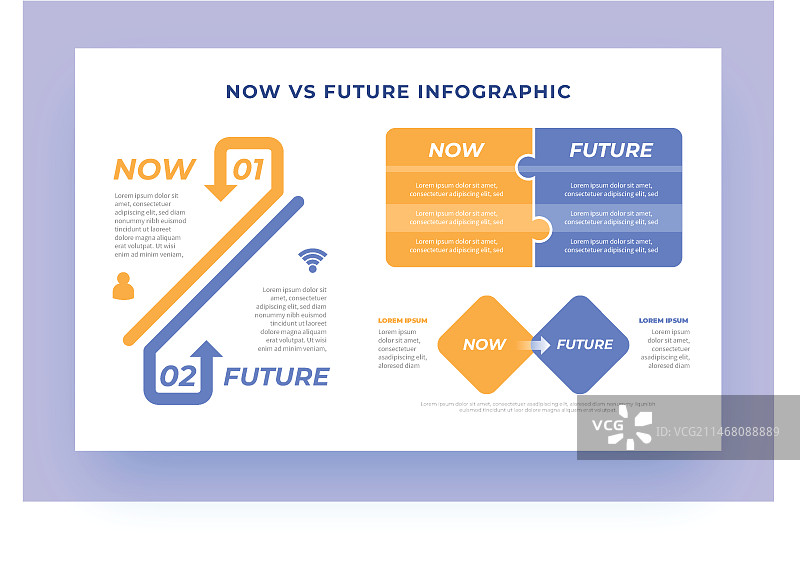 扁平的现在与未来信息图图片素材