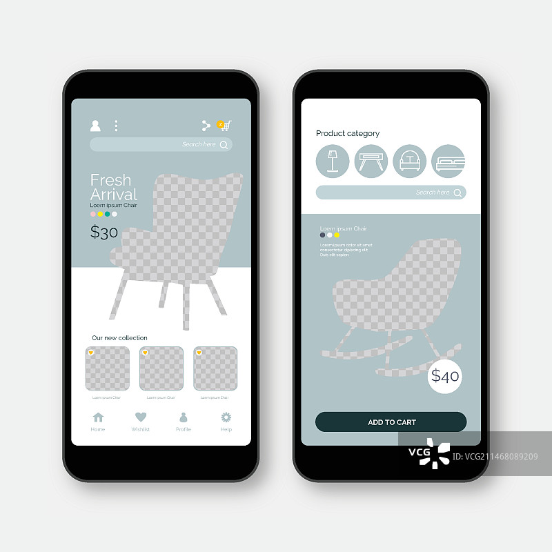 家具购物App界面图片素材