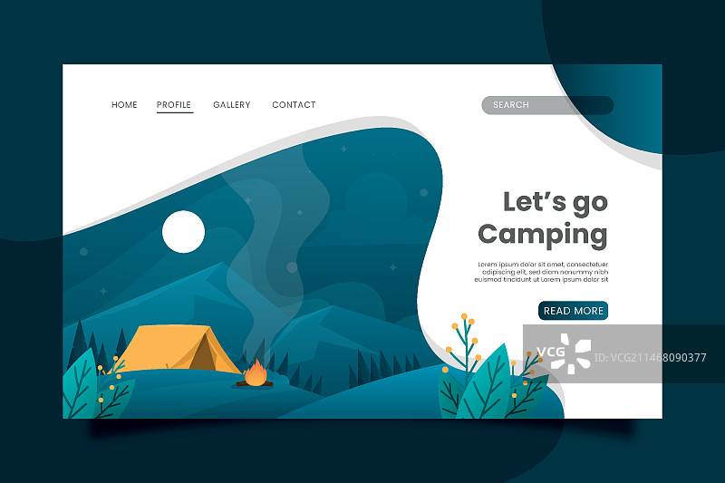 扁平风格露营登录页图片素材