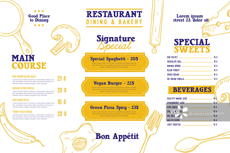 横向餐厅菜单模板图片素材