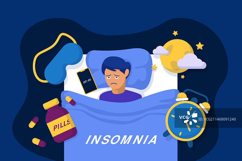 失眠概念插图图片素材