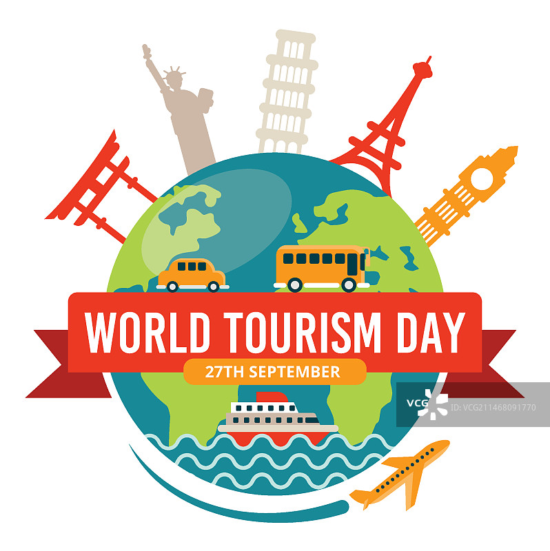 世界旅游日概念扁平风格设计图片素材