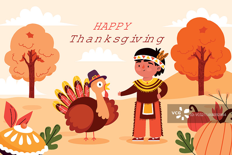 感恩节扁平风格插画图片素材