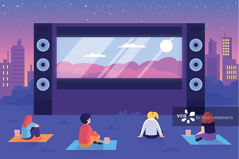 露天电影院，配备大屏幕图片素材