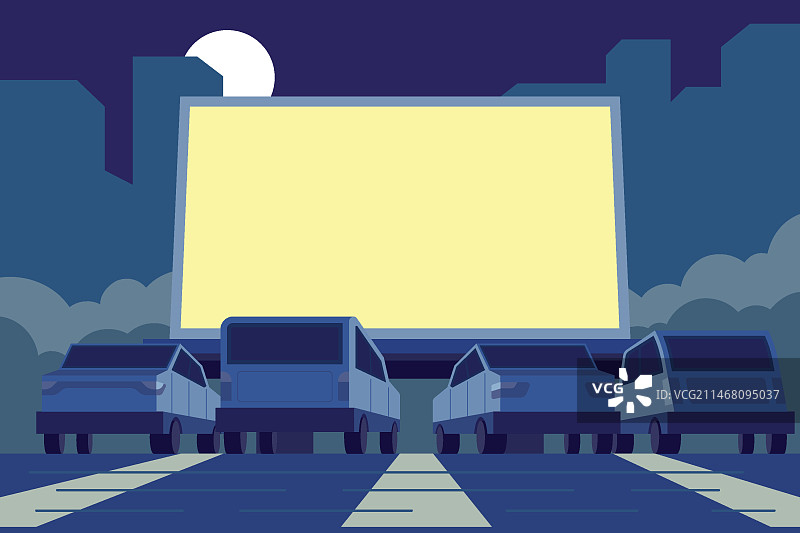 汽车电影院插画图片素材