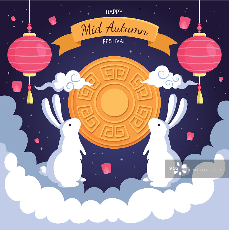 中秋节扁平风设计图片素材