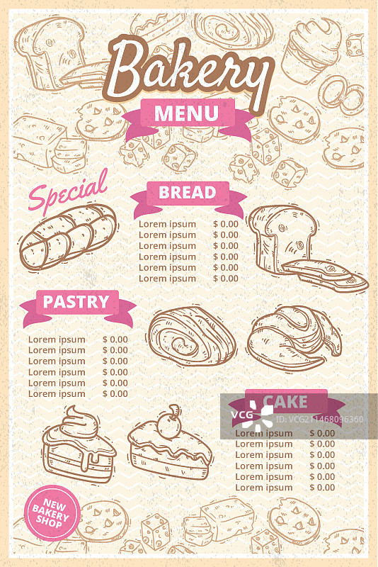 烘焙店菜单模板图片素材