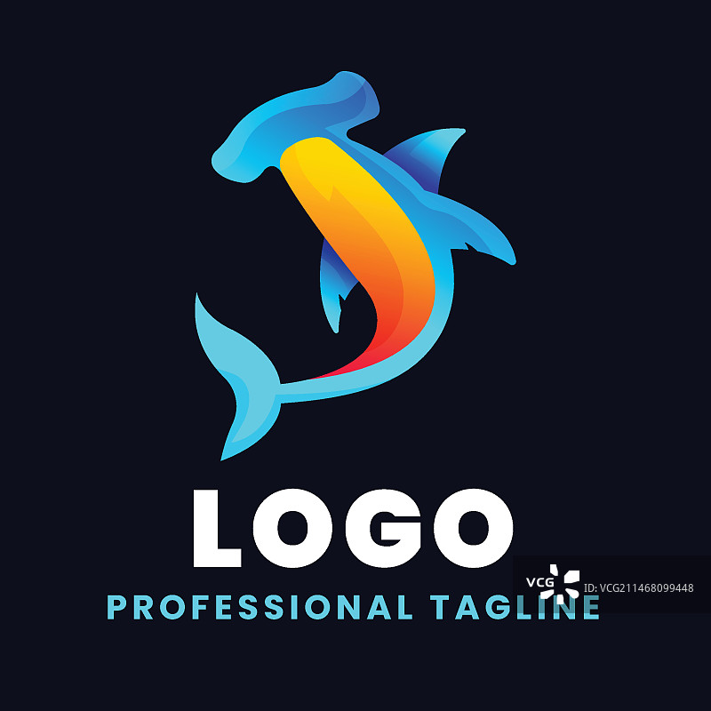 渐变色鲨鱼Logo模板图片素材