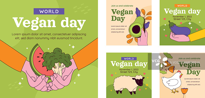世界纯素食日庆祝活动的Instagram帖子合集图片素材
