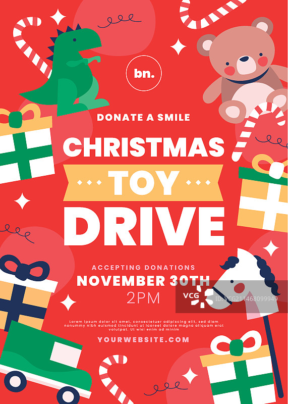 手绘扁平圣诞玩具捐赠海报模板图片素材