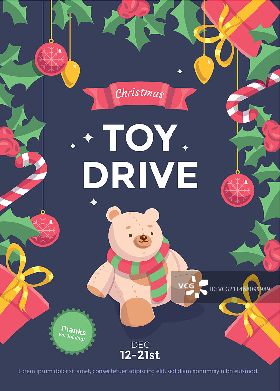 手绘扁平圣诞玩具捐赠海报模板图片素材