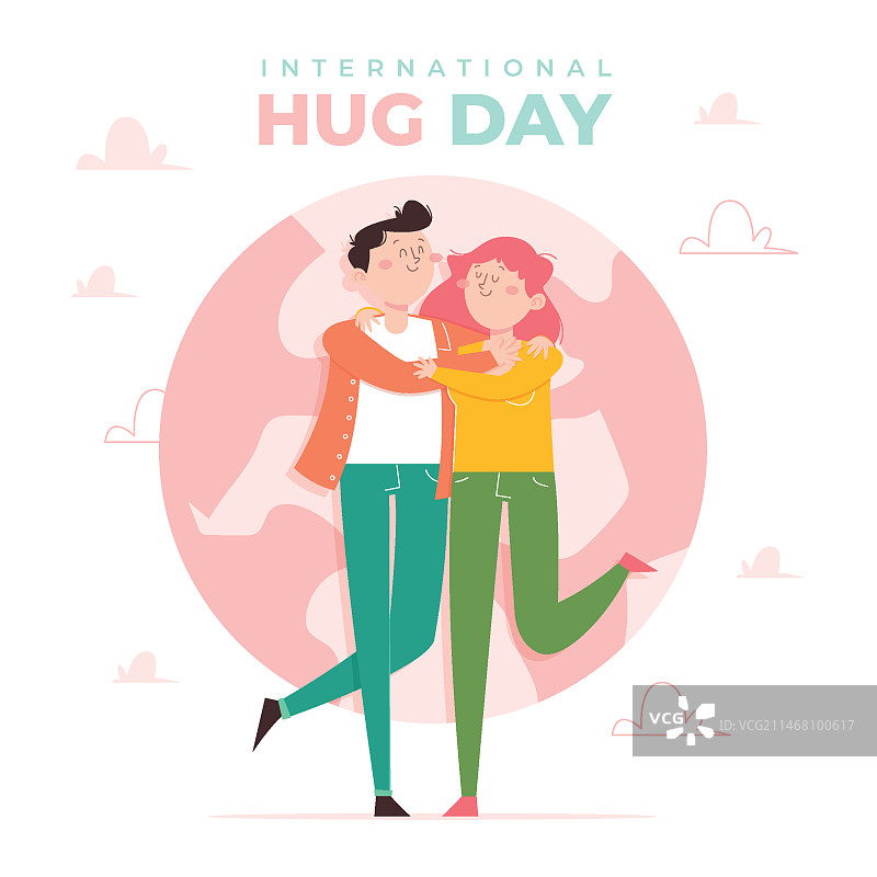 手绘平抱天插图图片素材