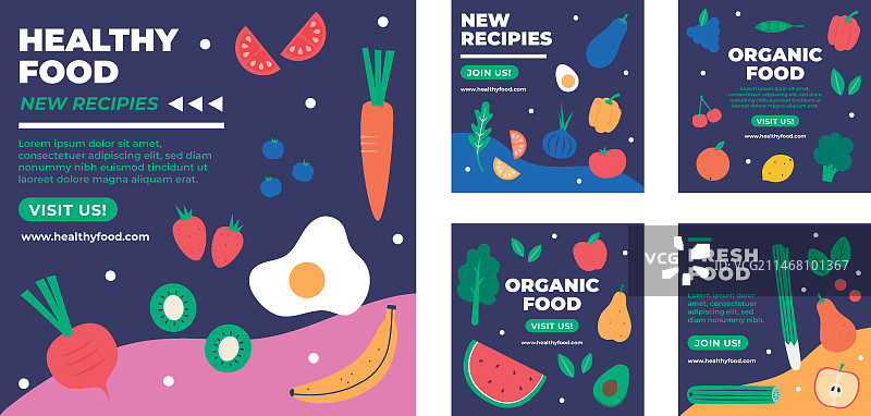 扁平风格健康食品Instagram帖子图片素材