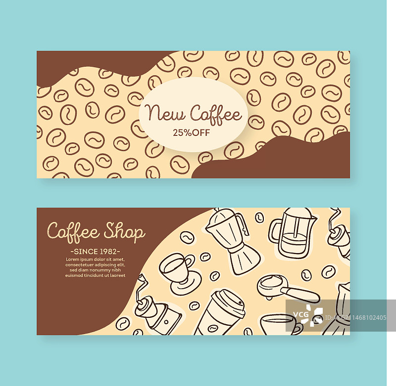 咖啡店banner横幅套装模板图片素材