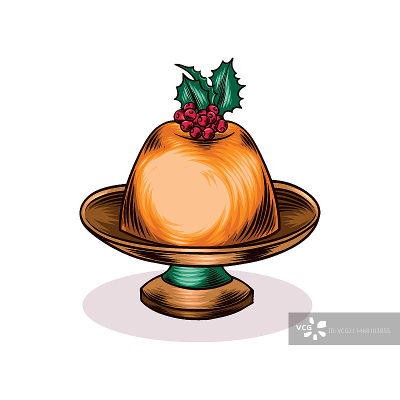 手绘圣诞布丁插画图片素材