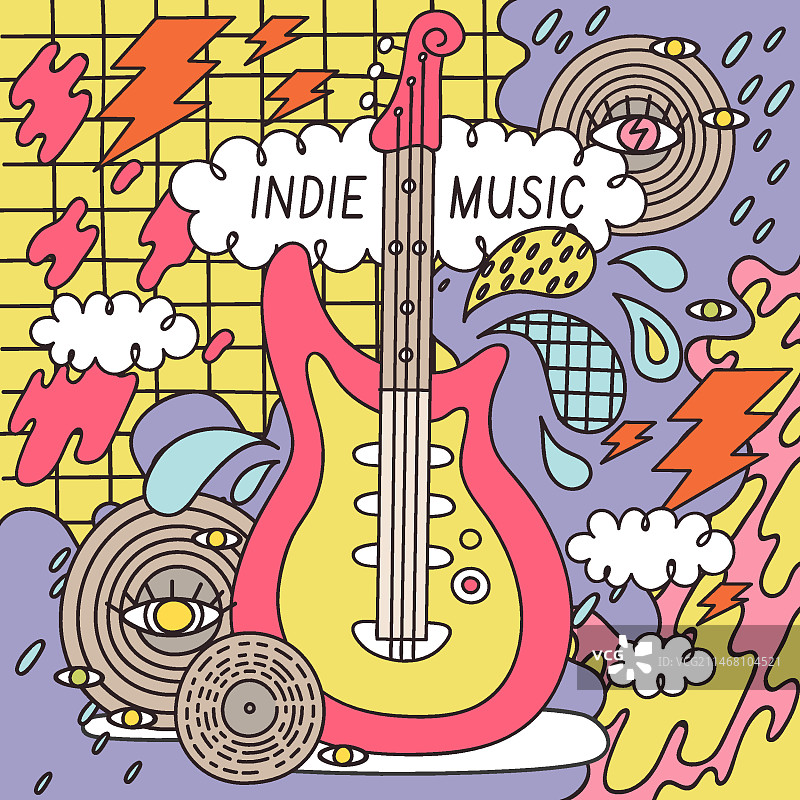 手绘独立音乐插画图片素材