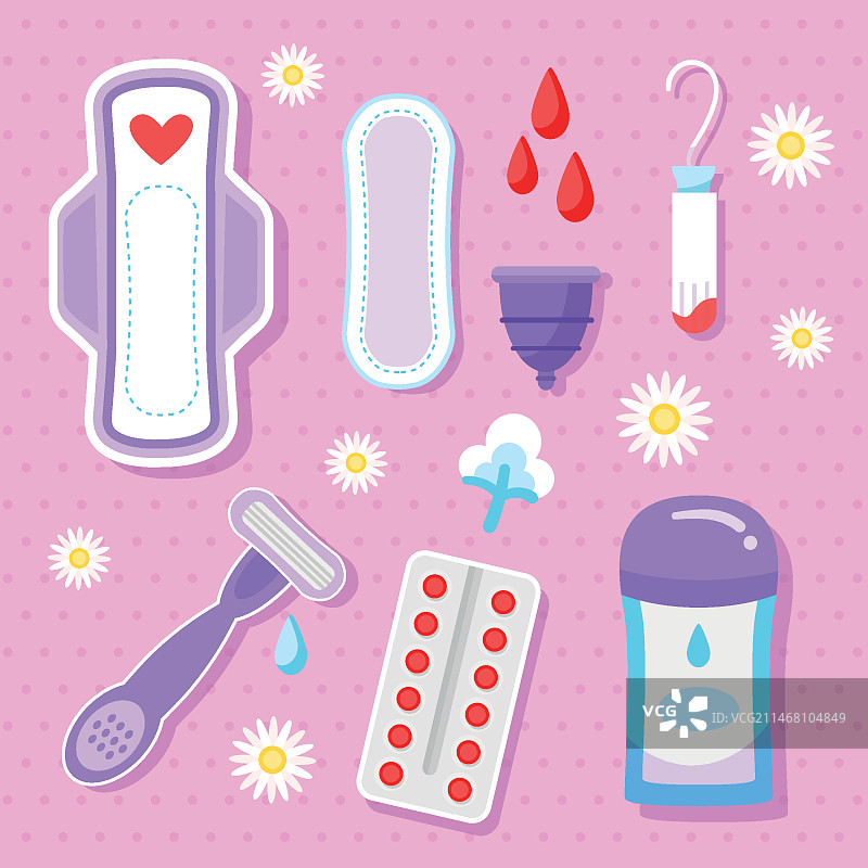 女性卫生用品套装图片素材