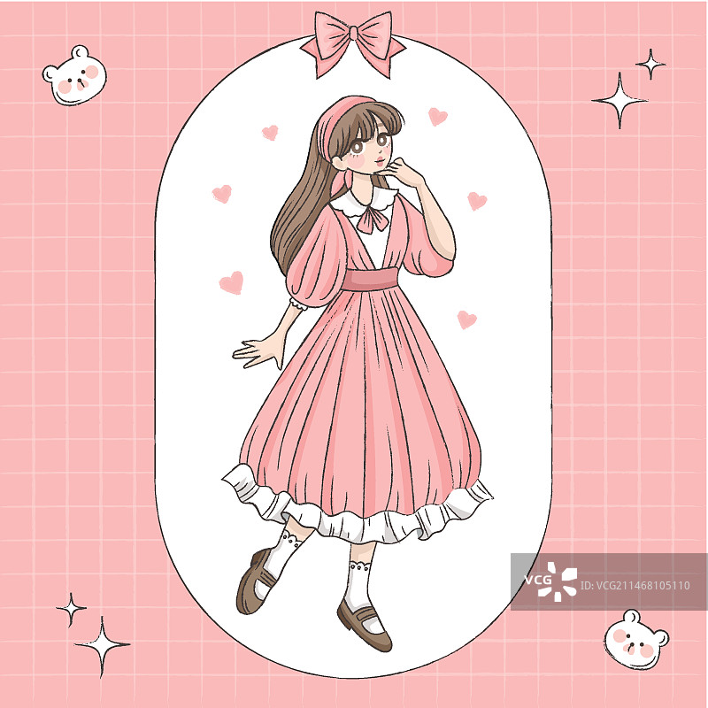 韩式手绘人物插画图片素材