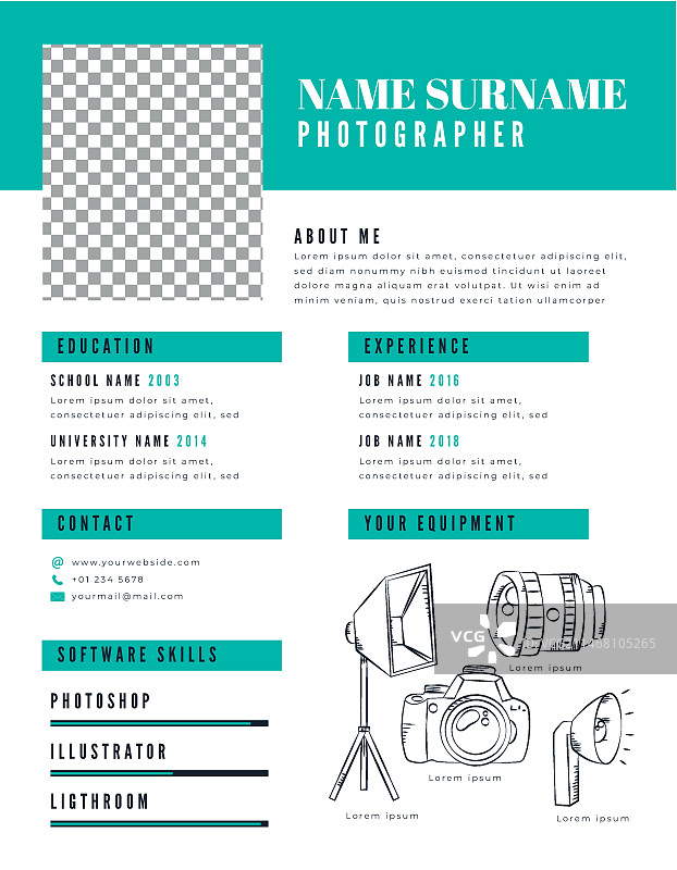 摄影师简历模板图片素材