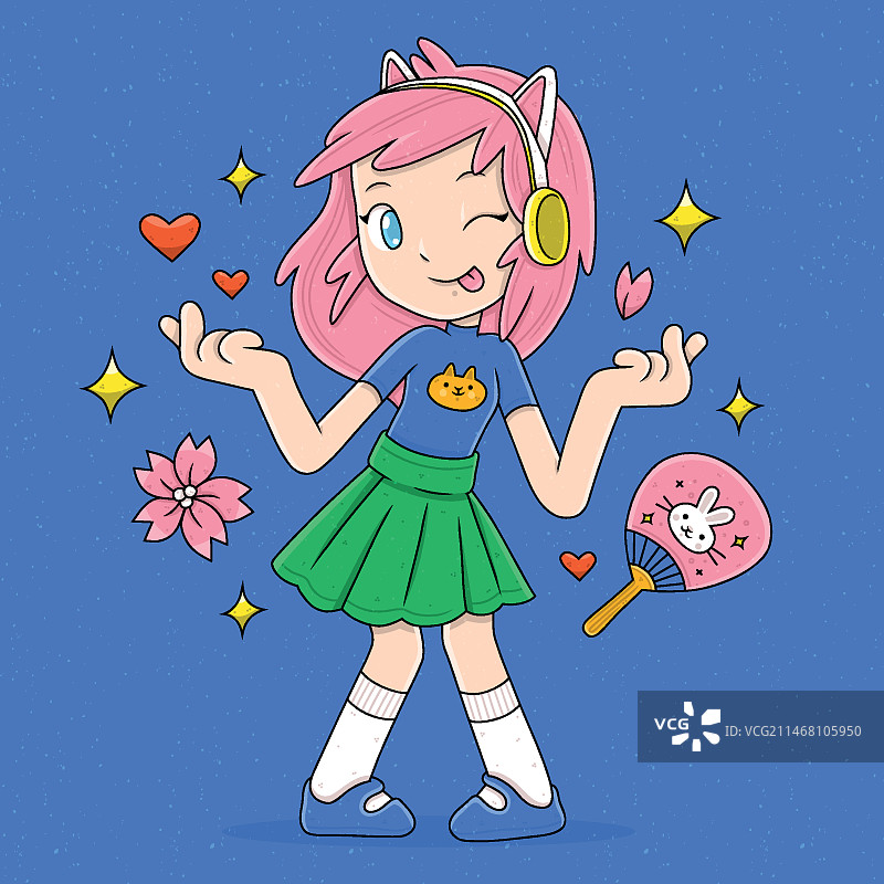 手绘御宅族插画图片素材