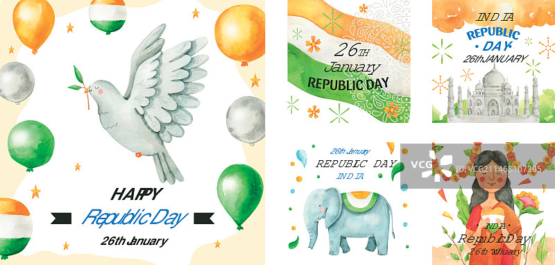 水彩共和国日Instagram帖子合集图片素材