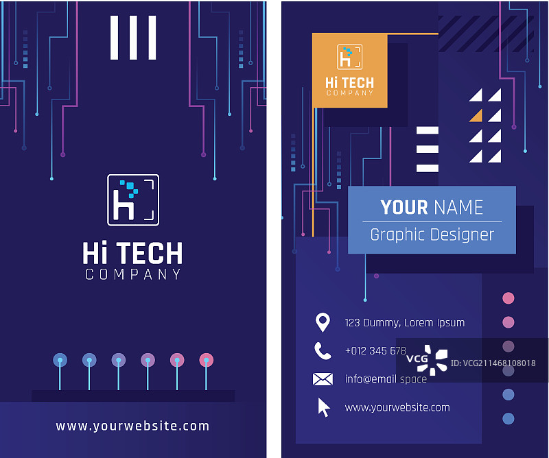 简约科技风竖版名片图片素材